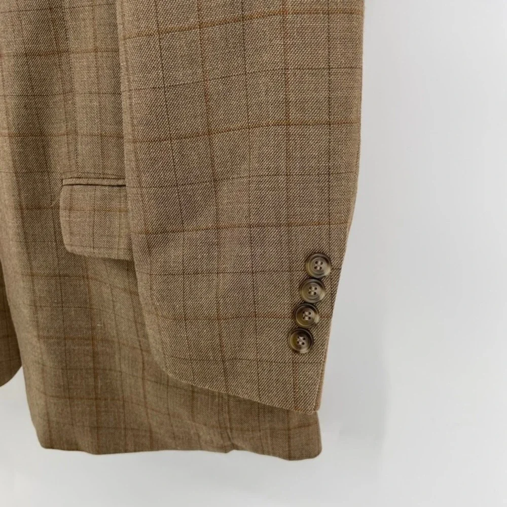 Jos A Bank Sport Coat 46R Brown Wool Silk‎ Blend Two Button Blazer Suit Jacket